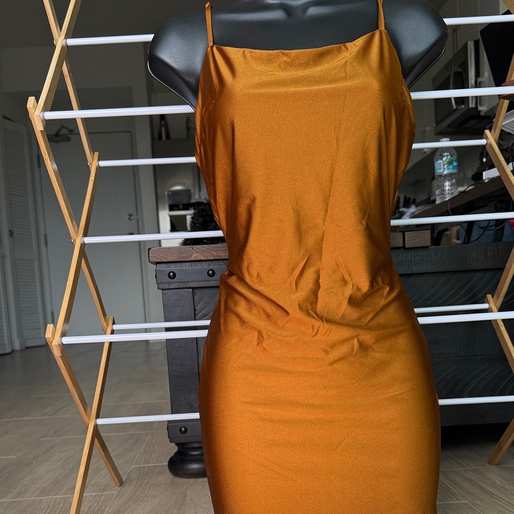 Elegant Bronze Slip Dress
